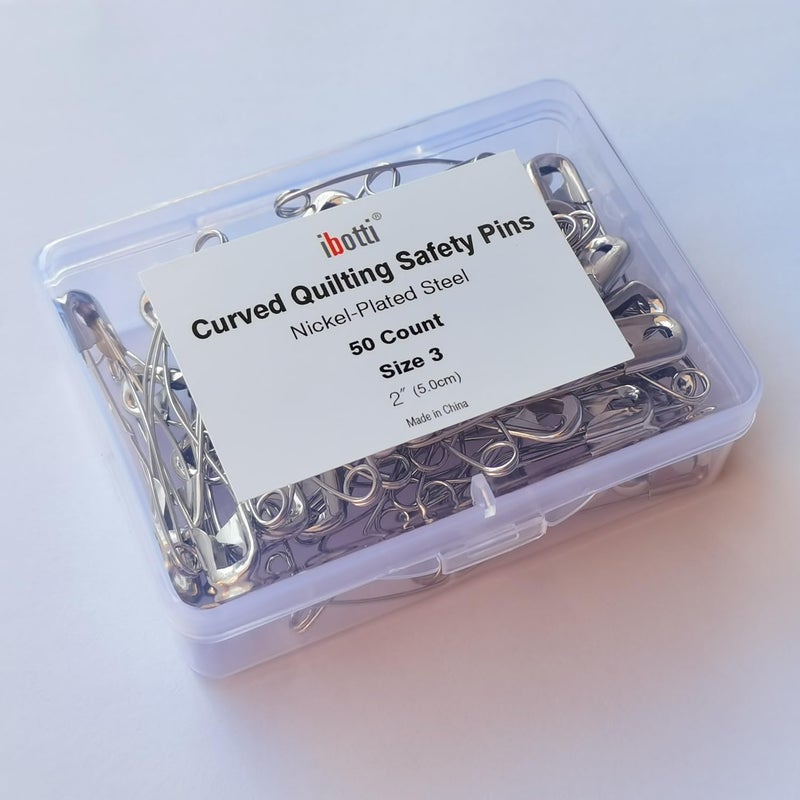 ibotti Curved Safety Pins for Quilting,Basting Pins for Quilting Curved,Size 3,50-count - Image 5